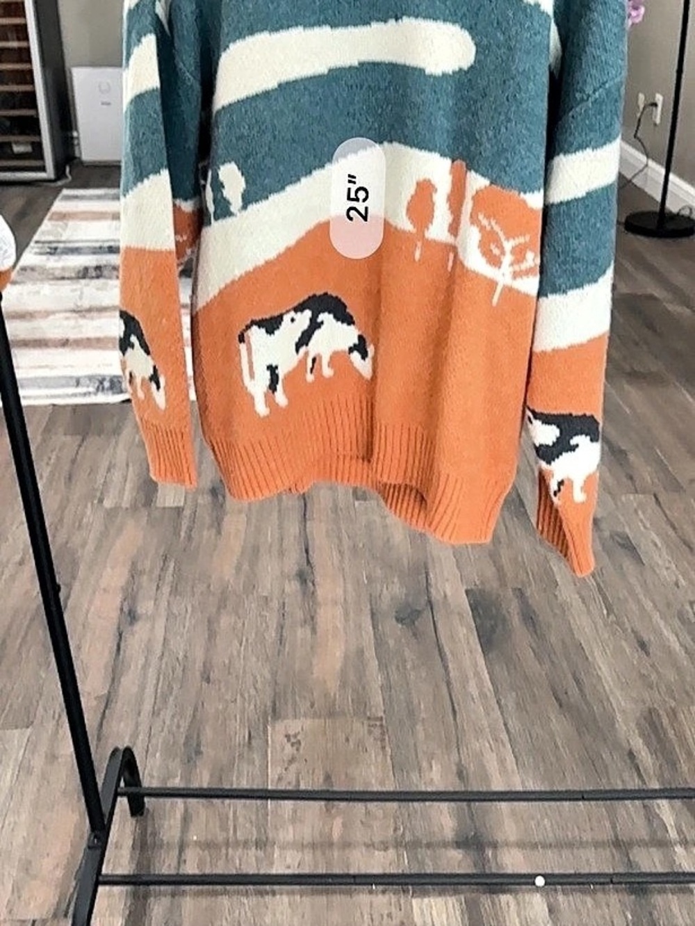 Aelfric Eden Abstract Horse Graphic Sweater in Blue & Orange XL